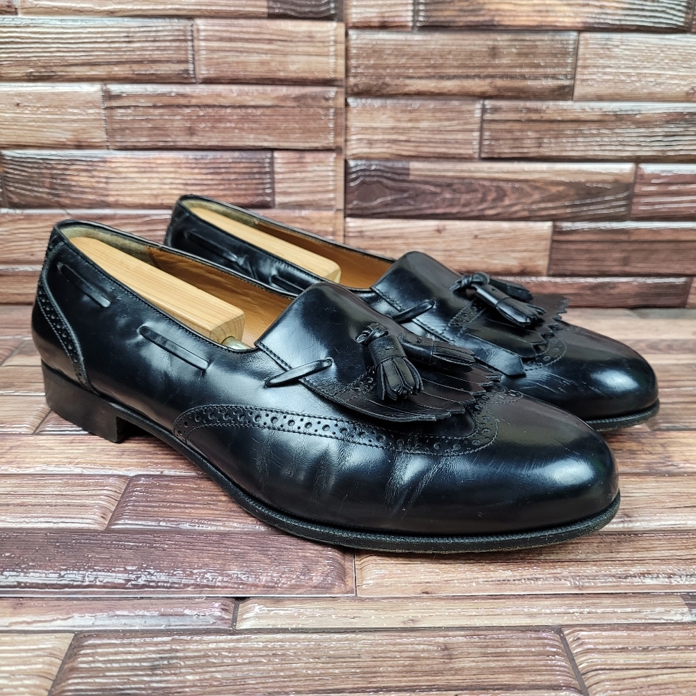 Salvatore Ferragamo Kiltie Tassel Wingtip Slip-On Loafers Leather Mens 11.5 (2E)